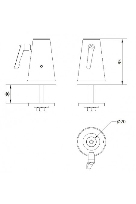 Through-hole mount, Ø20mm shaft. JB 91-00-00, by JB Medico