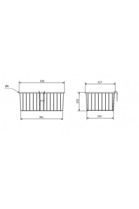 Wire basket 7 L, conical, T-slot hook. JB 161-01-01, by JB Medico