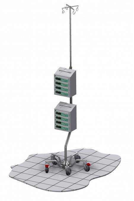 IV Pole XXL, "One Hand" telescopic solution, 4 hooks. JB 332-2-320-190 by JB Medico