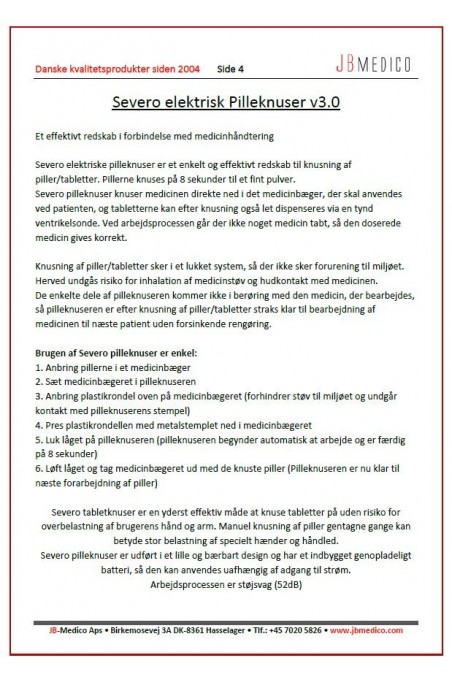 Medicinbæger, Transparent, Severo kopper Pilleknuser. JB MED-020 fra JB Medico