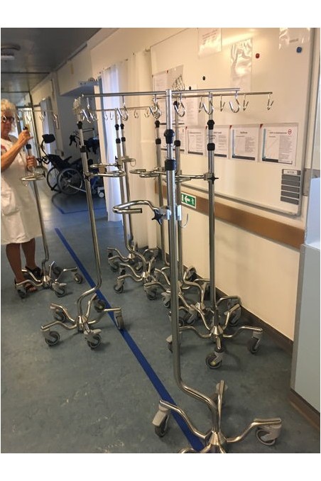 IV Pole XXL, "One Hand" telescopic solution, 6 hooks. JB 332-2-321-216 by JB Medico