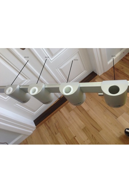 Slide clamp for medical lamps with ball clasp, Ø18 mm. hole, and plastic bush with bush hole Ø9,6 mm. JB 126-09-06