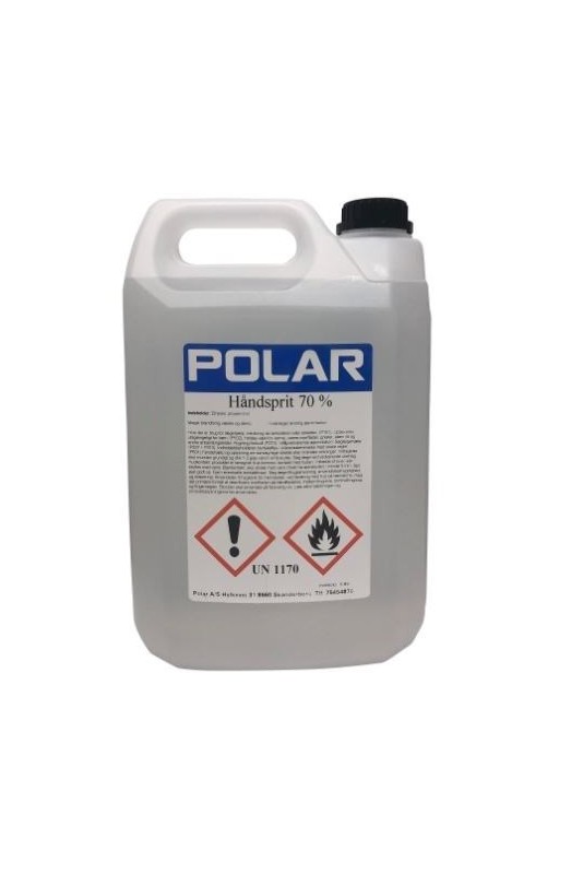 Håndsprit 70%, 1% glycerin, Polar, 5 liter dunk, REFILL, JB 900-70-5000 af JB Medico