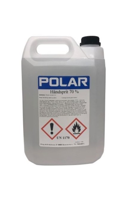 Håndsprit 70%, 1% glycerin, Polar, 5 liter dunk, REFILL, JB 900-70-5000 af JB Medico