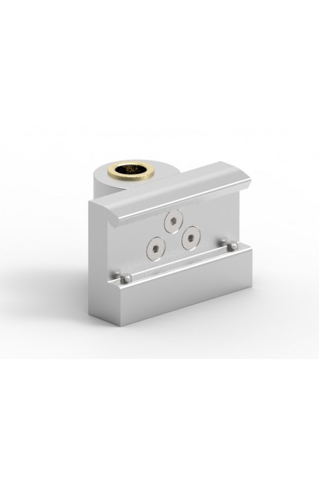 Rail Clamp, wide model, locked using two socket screws With Fixing device and brass bush, Ø20mm hole, JB 206-03-20