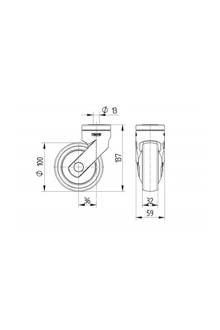 Rueda 100 mm, sin freno, acero inoxidable (Levina), gris, 5380PJC100P30-13 by JB Medico
