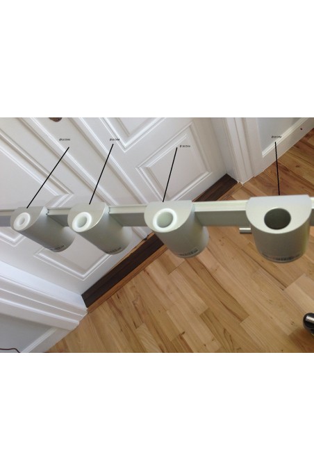 Slide clamp for medical lamps with ball clasp, Ø18mm hole, and plastic bush with bush hole Ø16mm. JB 216-00-16