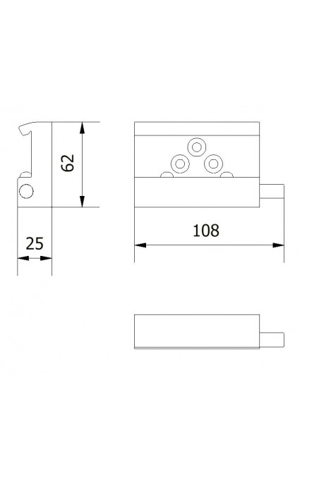 Slide clamp, wide model, locked with two ball locks. JB 207-00-00, by JB Medico