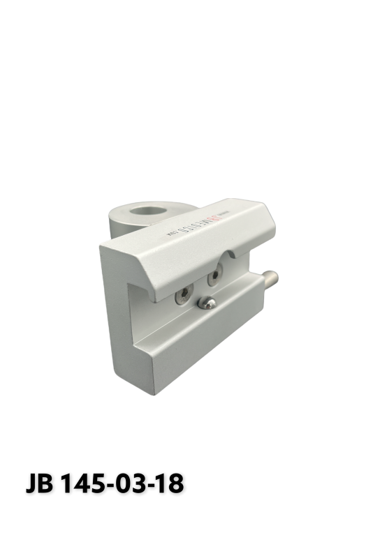 Rail Clamp, wide model with one-ball clasp and fixing device, Ø18 mm. hole