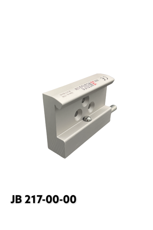 Abrazadera de riel, modelo ancho, bloqueado con una bola y tres agujeros