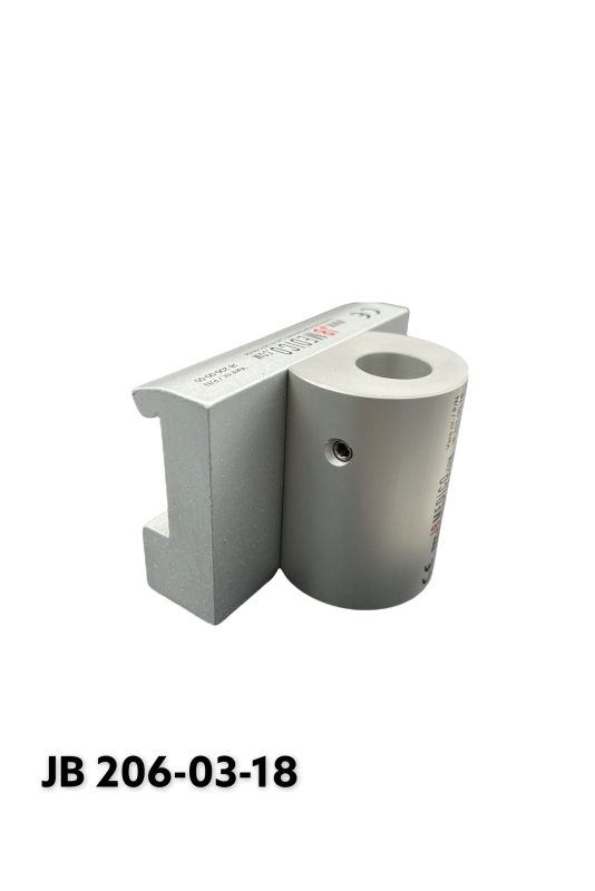 Rail Clamp, wide model, locked using two socket screws, Ø18 mm hole.