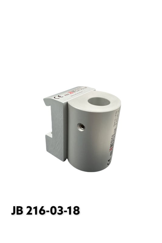 Rail Clamp, half model, locked using two socket screws with fixing device, Ø18 mm. hole