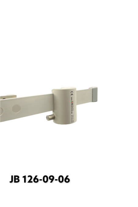 Slide clamp for medical lamps with ball clasp, Ø18 mm. hole, and plastic bush with bush hole Ø9,6 mm. JB 126-09-06