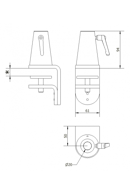 Soporte de escritorio múltiple en acero inoxidable para eje de Ø20 mm. JB 90-00-00 por JB Medico