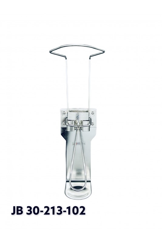 Ståldispenser, 14 cm arm til 1.000 ml. flasker med drypbakke og adapterbeslag i rustfrit stål