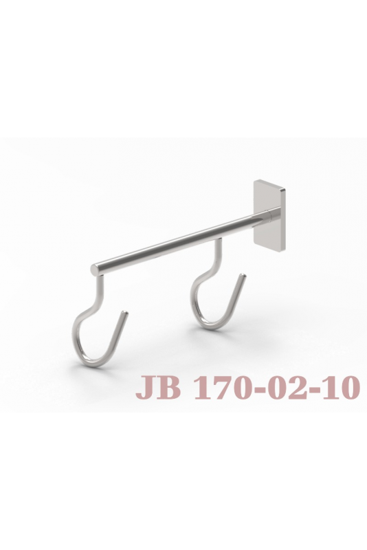 Dropstang med styr for T-spor og 2 kroge, AISI 304, JB 170-02-10 af JB Medico
