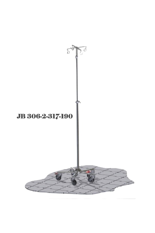 IV Pole Small, "One Hand" telescopic solution, four hooks, JB 306-2-317-190 by JB-Medico