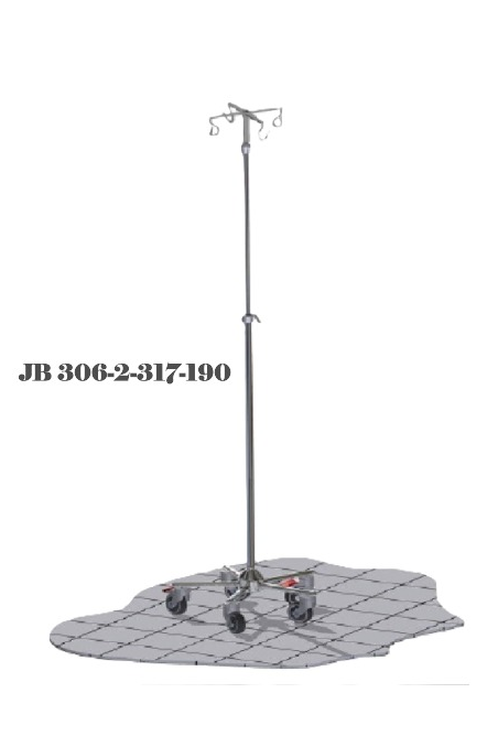 IV Pole Small, "One Hand" telescopic solution, four hooks, JB 306-2-317-190 by JB-Medico