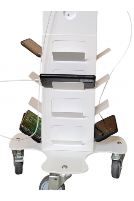 Charging Tower w/Rack for 12 phones and four wheels, DK-Plugs JB 680-400-15-25 by JB Medico