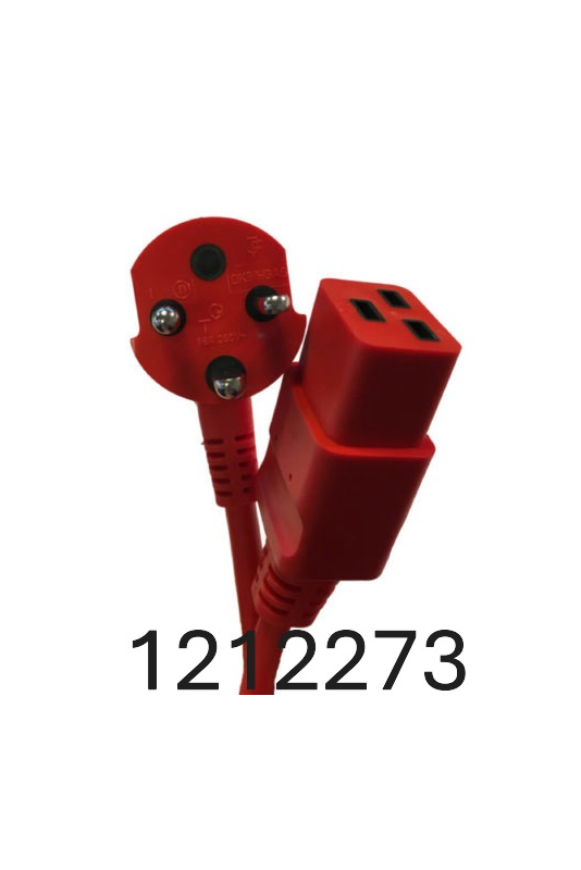 Danish hospital power cord 3 meters, red, C19. 1212273, by JB Medico