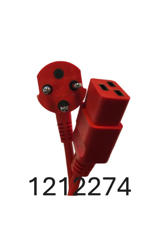 Danish hospital power cord, 4.5 meters, red. C19. 1212274 by JB Medico