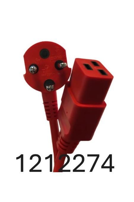 Danish hospital power cord, 4.5 meters, red. C19. 1212274 by JB Medico