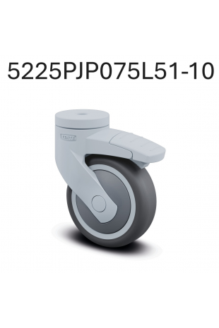 Drejeligt hjul med totalbremse 75 mm (Levina Light) Grå, 5225PJP075L51-10 af JB Medico