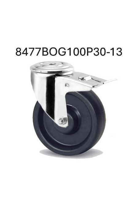 Alpha Inox – Rueda giratoria con freno, goma resistente al calor, Ø100 mm, 8477IDG100P30-13 by JB Medico