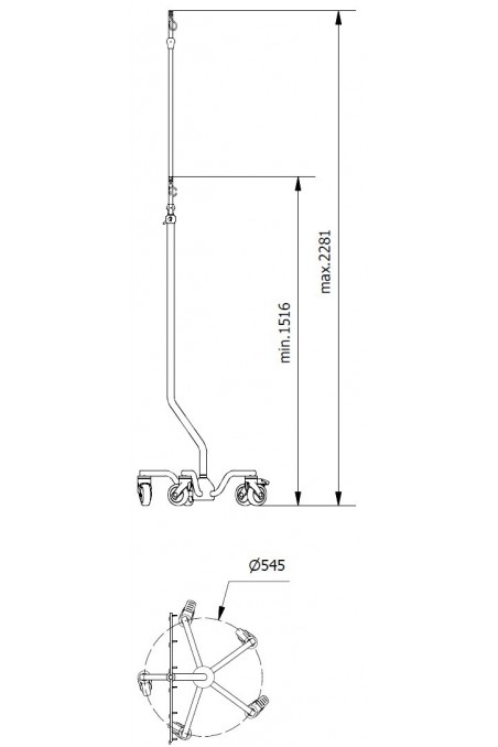 Base principal, patas curvas, para soporte de infusión. JB 332-00-00 por JB Medico