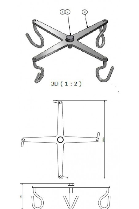 Percha con 4 ganchos angulados en acero inoxidable. JB 190-00-08 por JB Medico