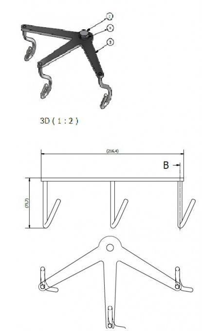 Krogtop, vinklet, 3-kroge til dropstativ, JB 212-00-00 af JB Medico